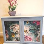 Adelina decoupage on blue side table