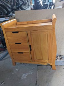 orange furniture before it was upcycled to lighter