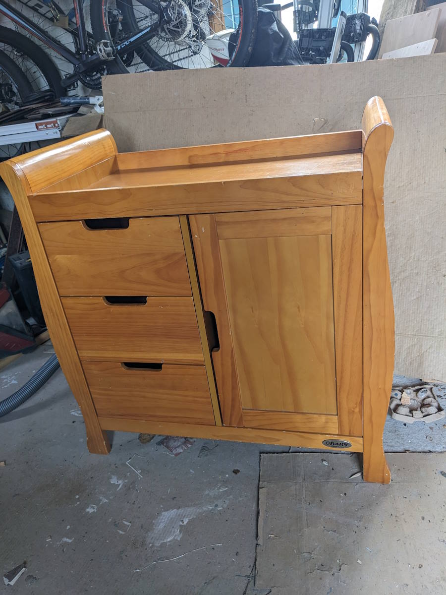 orange furniture before it was upcycled to lighter