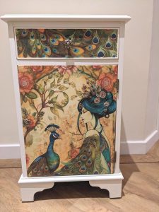 Peacock queen decoupage and buttercream paint