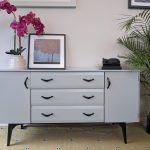 Sideboard upcycled with Fusion Pebble paint and black hardware