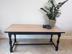 black and oak ornate coffee table