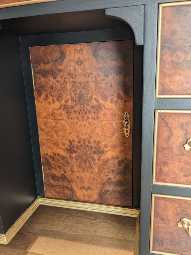 burr walnut vintage kneehole desk