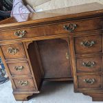 burr walnut vintage desk before upcycling