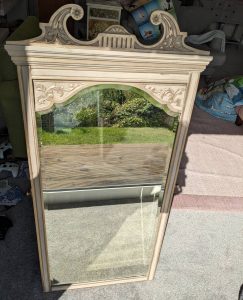 ornate mirror upcycled with cathedral taupe Fusion paint and gold