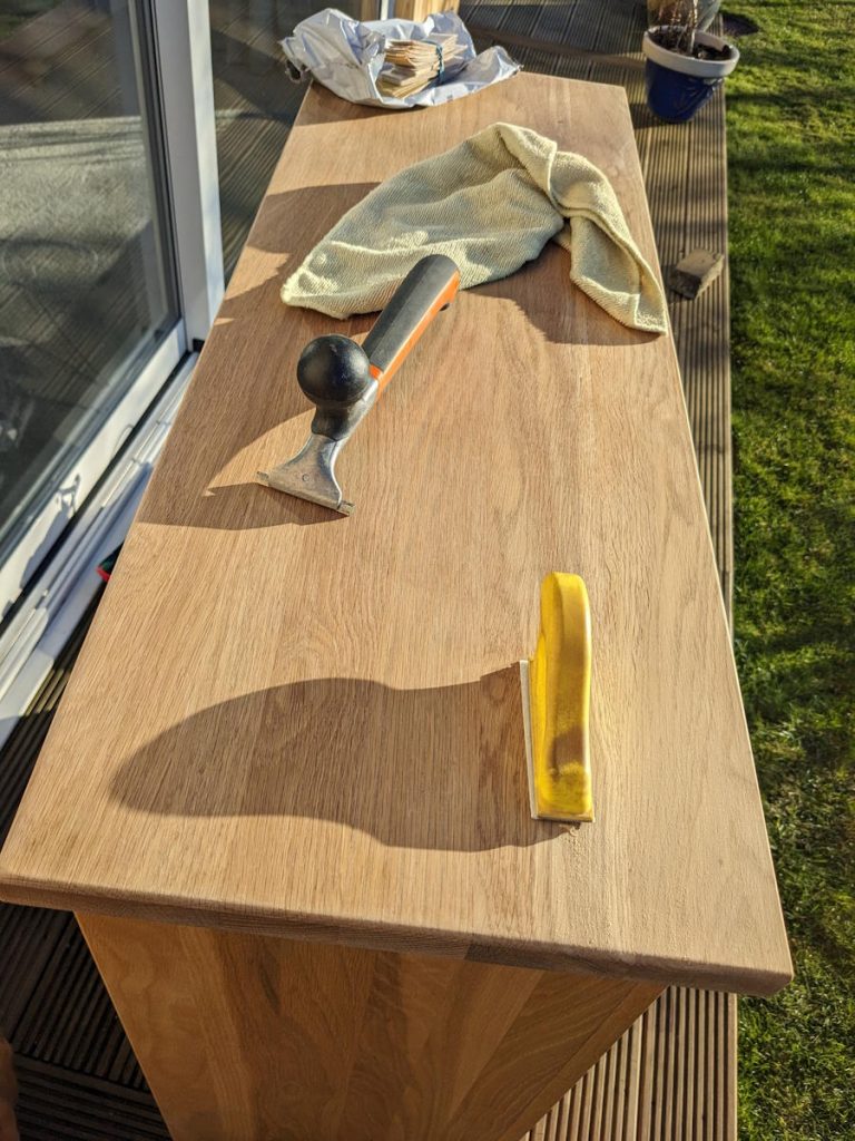 removing varnish from a wooden cabinet