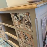 sideboard upcycled with Romance Decoupage and cathedral taupe paint