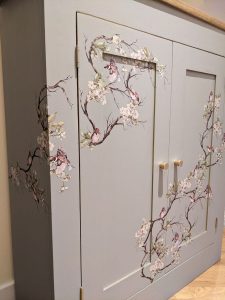 grey cabinet with Redesign Prima blossom transfer2