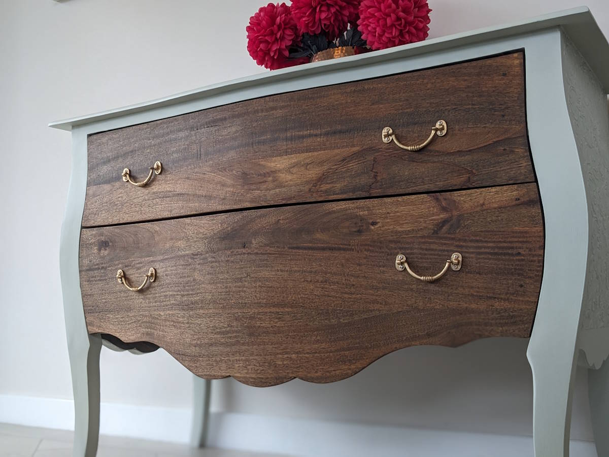 French style chest of drawers with walnut drawers