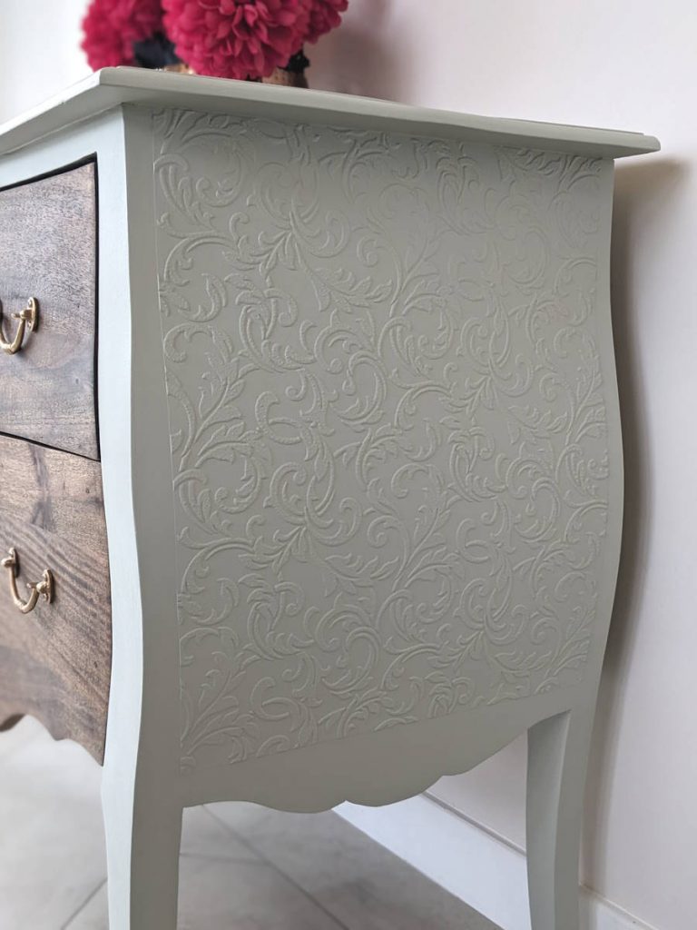 French style chest of drawers with walnut drawers