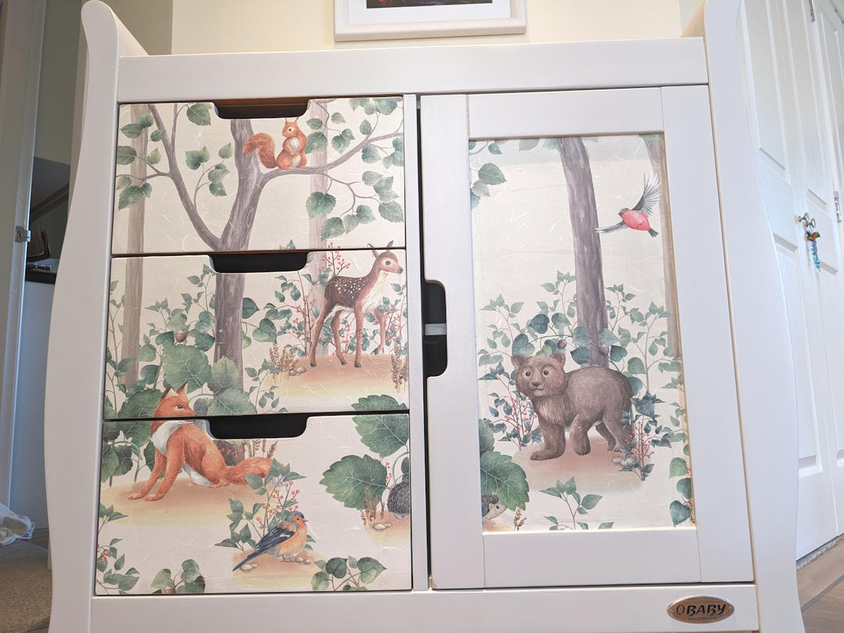 baby changing table with forest animals