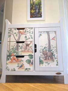 baby changing table with forest animals
