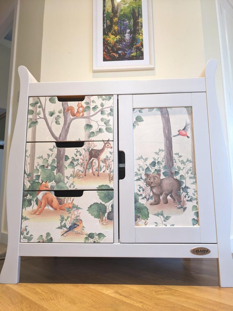 baby changing table with forest animals