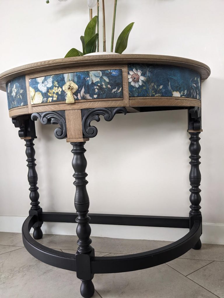 vintage ornate half moon console table for sale