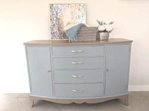 Vintage sideboard upcycled to modern coastal chic for sale