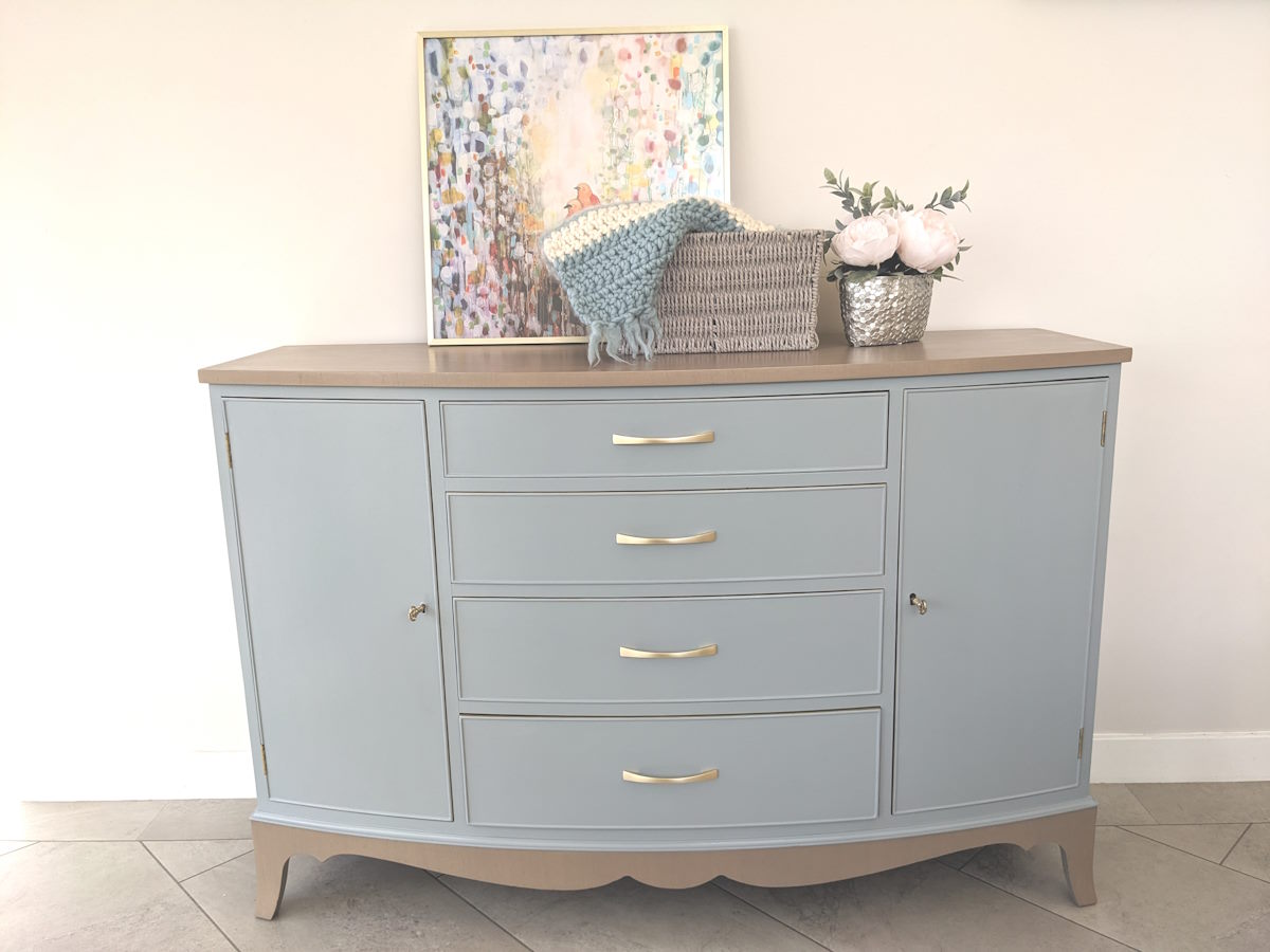 Vintage sideboard upcycled to modern coastal chic for sale