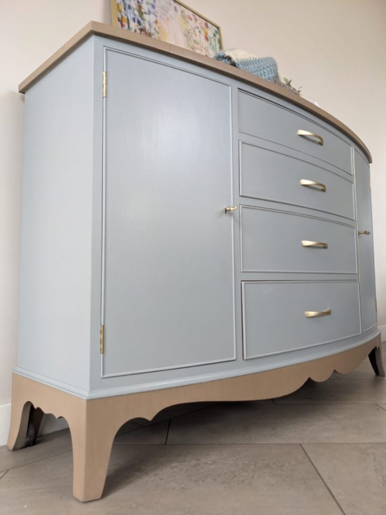 Vintage sideboard upcycled to modern coastal chic for sale 