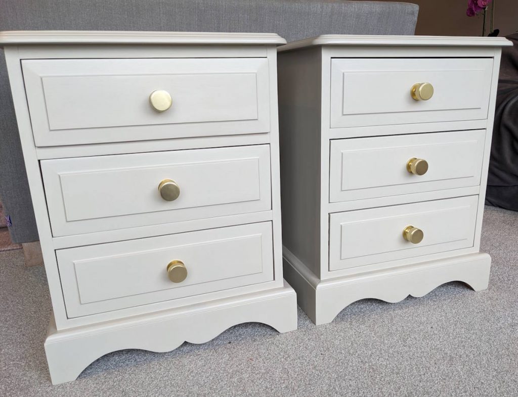 commission painting orange pine bedside tables