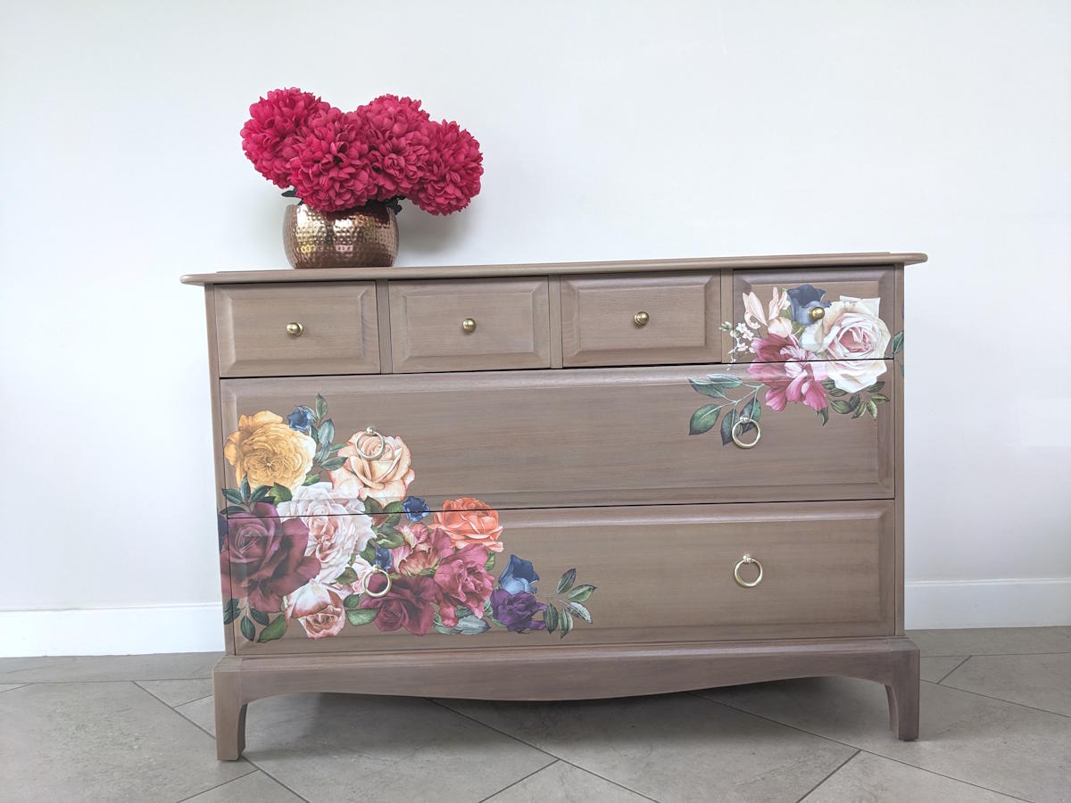 Stag chest of drawers with Redesign with Prima transfer Beautiful Things