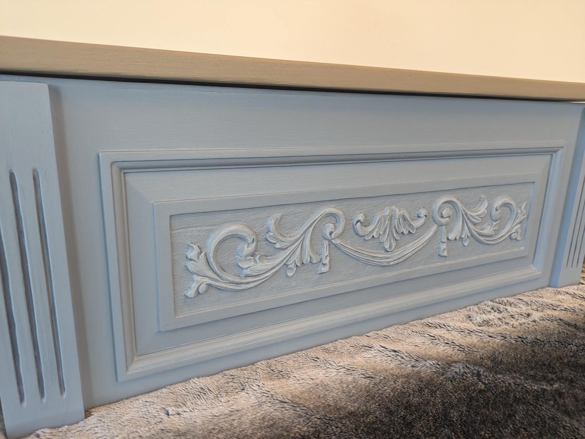 vintage ornate blanket box or toy chest