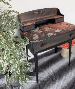 upcycled ercol writing desk black and bronze