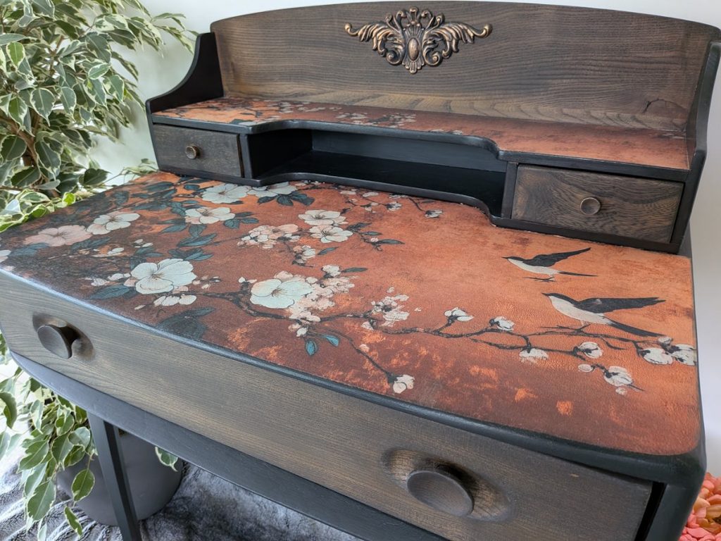 ercol desk black and bronze