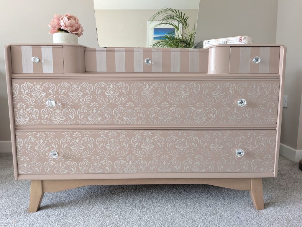 pink mid century modern dresser