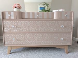 pink mid century modern dresser