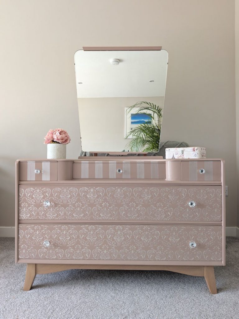 pink mid century modern dresser