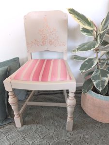 wooden upcycled vintage statement chair cream