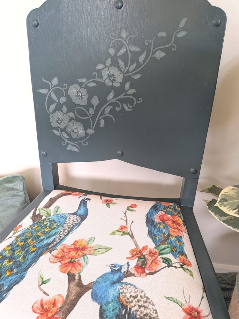wooden upcycled vintage statement chair teal